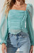 Tonina Sheer Long Sleeve Top - Seafoam