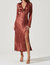 Wanda Satin Cutout Long Sleeve Midi Dress - Marsala