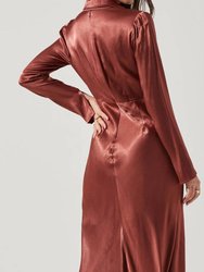 Wanda Satin Cutout Long Sleeve Midi Dress