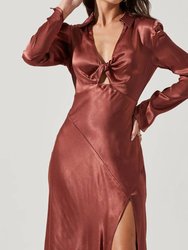 Wanda Satin Cutout Long Sleeve Midi Dress