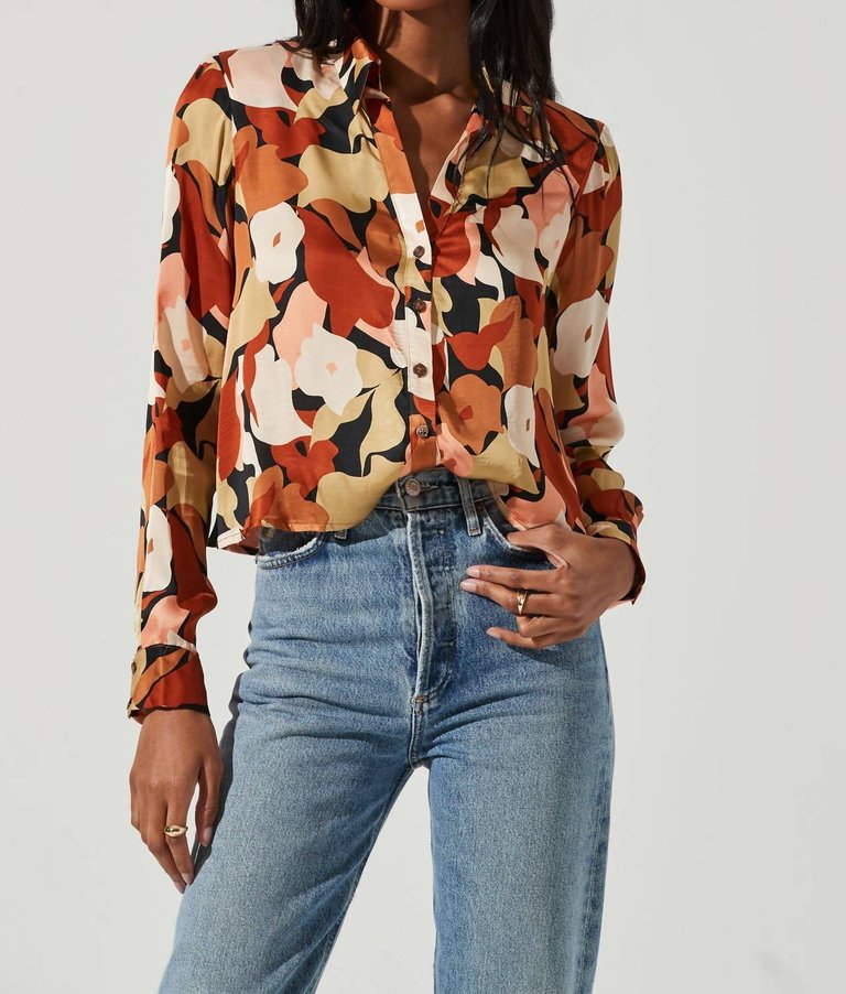 Yesenia Abstract Print Long Sleeve Top