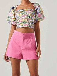 Zip Flat Front Shorts - Hot Pink