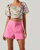 Zip Flat Front Shorts - Hot Pink