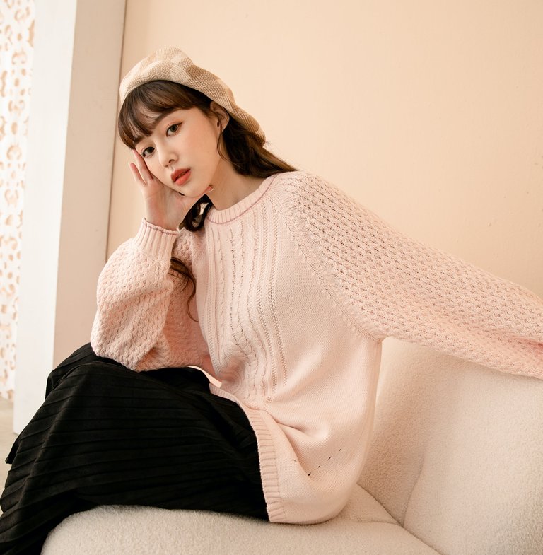 Cecily Cable Sweater - Pink