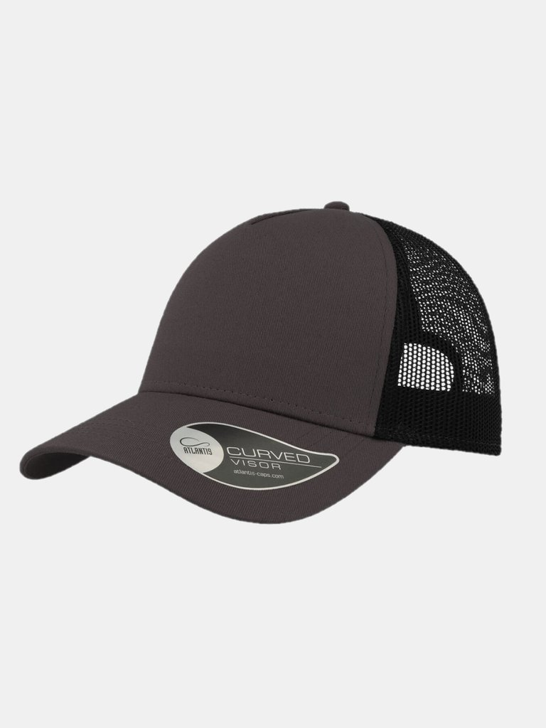 Atlantis Rapper Cotton 5 Panel Trucker Cap - Dark Grey/Black