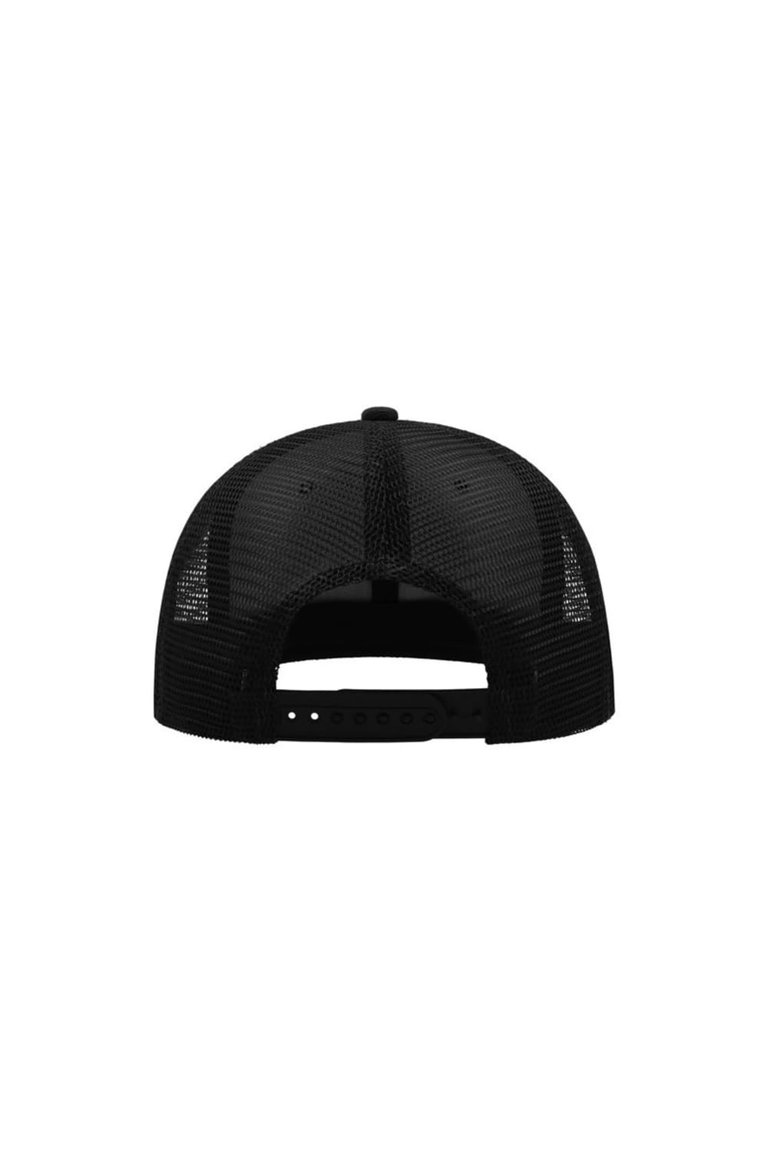 Atlantis Snap Mesh Flat Visor 6 Panel Trucker Cap (Black/Black)