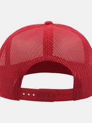 Atlantis Unisex Snap 90s Flat Visor 5 Panel Trucker Cap (White/Red/Black)