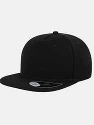 Flat Visor 5 Panel Cap - Black - Black