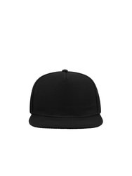 Flat Visor 5 Panel Cap - Black