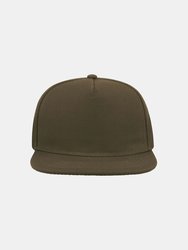 Flat Visor 5 Panel Cap - Olive