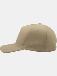 Liberty Five Buckle Heavy Brush Cotton 5 Panel Cap - Khaki