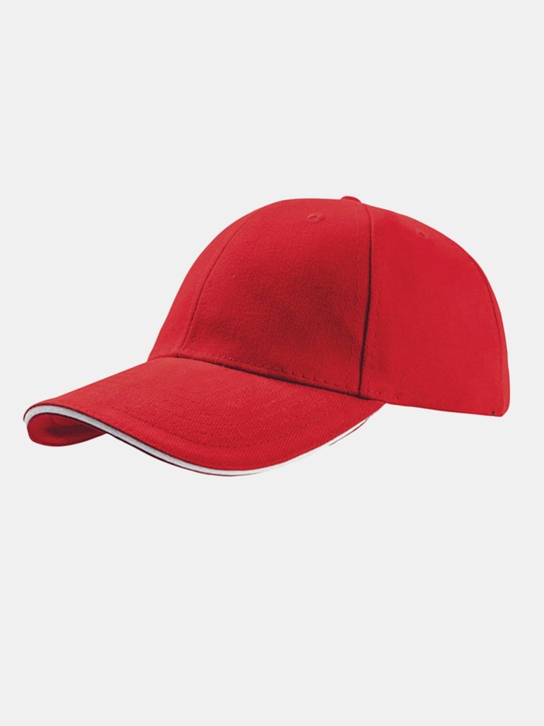 Liberty Sandwich Heavy Brush Cotton 6 Panel Cap (Pack Of 2) - Red - Red