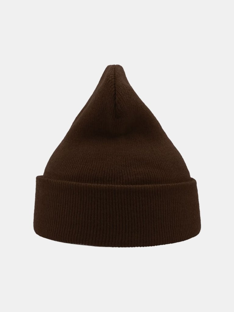 Wind Double Skin Beanie With Turn Up (Brown)