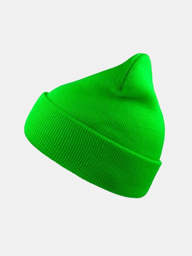Wind Double Skin Beanie With Turn Up - Safety Green - Safety Green