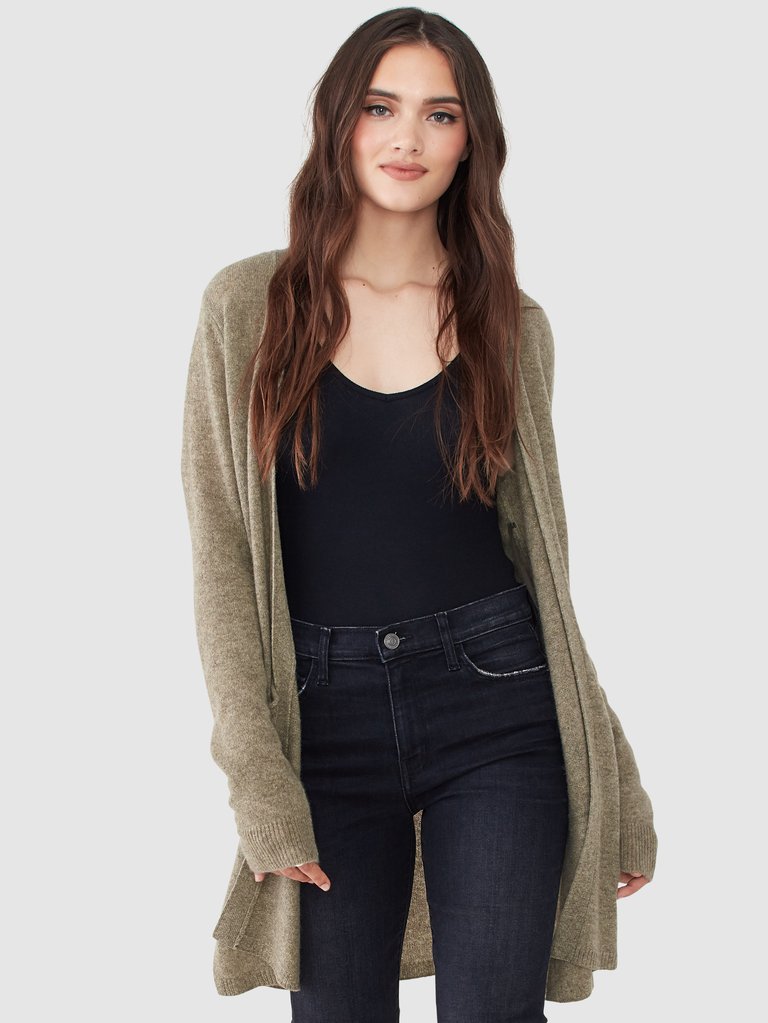 Cashmere Open Front Cardigan - Grass