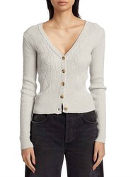 Cotton Cashmere Mixed Stitch Cardigan - Ash Grey