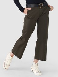 Cropped Boyfriend Garment Wash Pants - Jungle