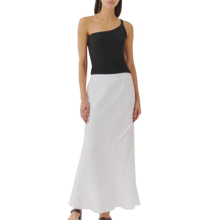Linen Bias Skirt - White