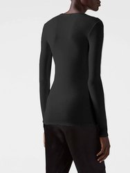 Modal Rib Long Sleeve Crew Top In Black