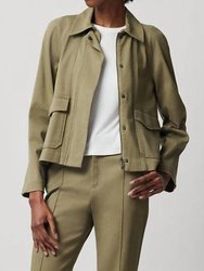 Washed Cotton Twill Swing Jacket - Oil Green