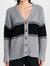 Wool Blend Oversized Cardigan In Cloud Grey/black - Cloud Grey/Black