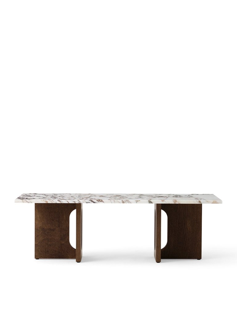 Androgyne Lounge Table, Wood - Finish: Dark Stained Oak | Calacatta Viola