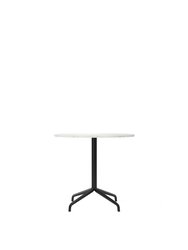 Harbour Column Table, Round Table Top, Dining Height - Off White Marble