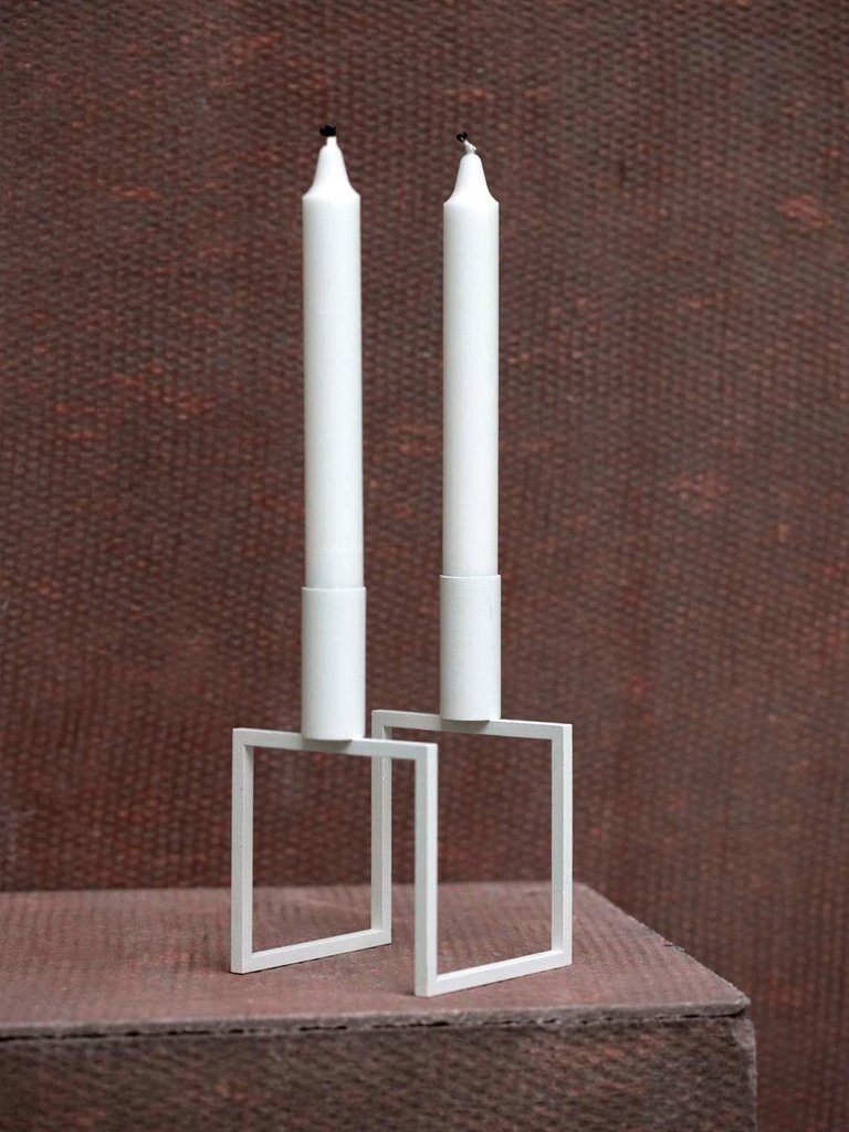 Line Candle Holder, White - White