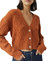 Cropped Cable V-Neck Cardigan - Spice