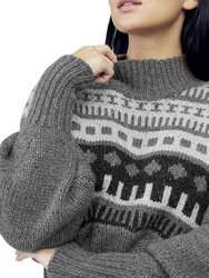 Fair Isle Yoke Mock Cashmere Sweater