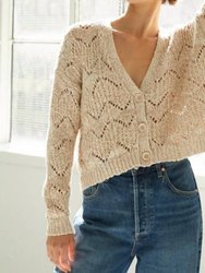 Pointelle Stitch Cardigan With Marled Colors In Sand Combo - Sand Combo