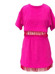 2pc Swim Cover-Up With Fringe - Big Girl - Pink