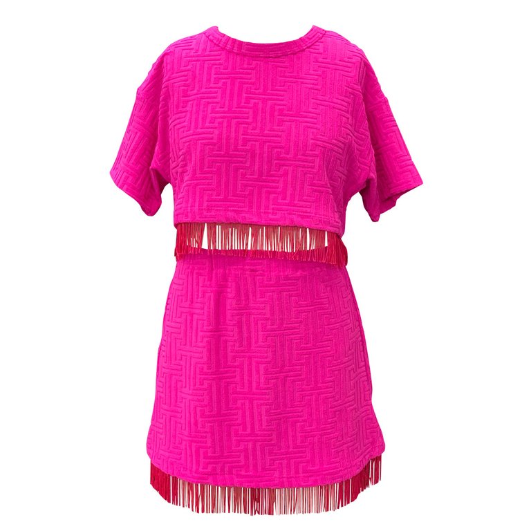 2pc Swim Cover-Up With Fringe - Big Girl - Pink