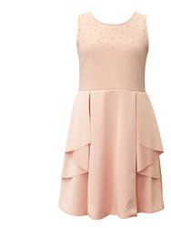 Peplum Skater With Pearls - Pink