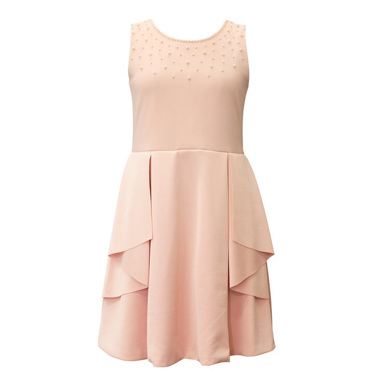 Peplum Skater With Pearls - Pink