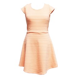 Short Sleeve Lace-Up Skater Dress - Big Girl - Coral