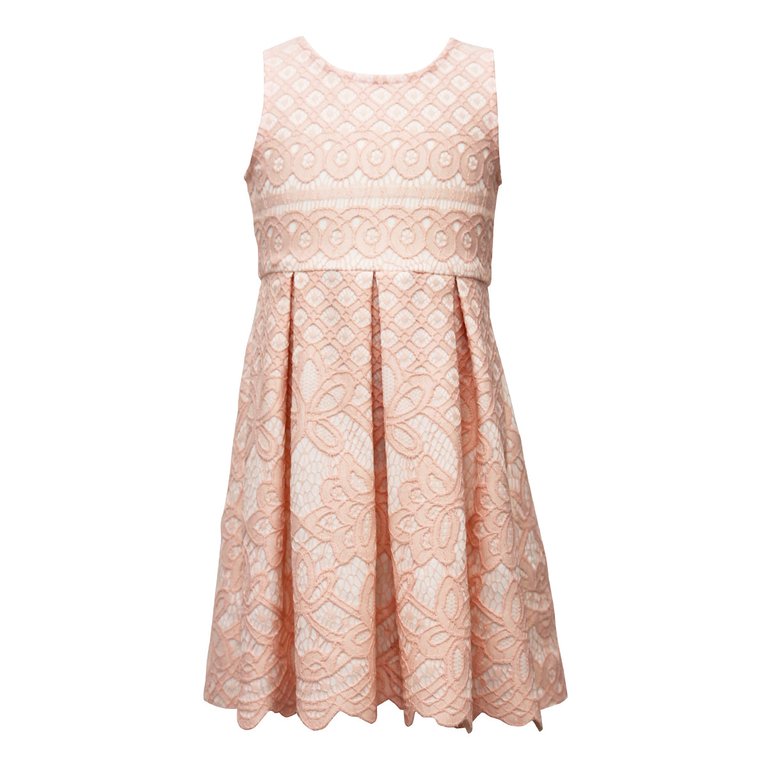 Bonded Lace Skater Dress (LilGirl) - Blush