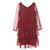 Clip Dot Chiffon Dress - Burgundy
