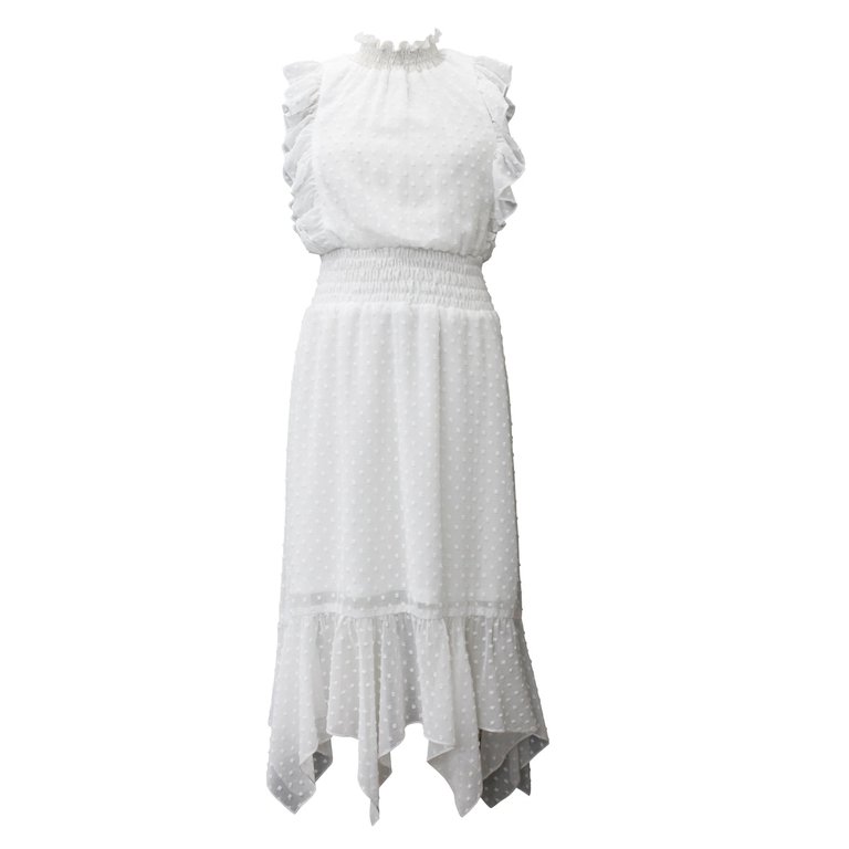 Clip Dot Hankey Maxi Dress - White - White