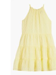 Clip Dot Tiered Party Dress - Yellow