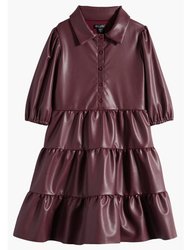Faux Leather Dress - Brown