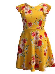 Fit & Flare Skater Dress (Big Girl) - Yellow - Yellow