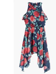 Floral Sleeveless Asymmetric Dress - Multi