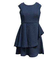 Knit Peplum Dress - Navy