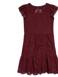 Lace Party Dress - Burgundy