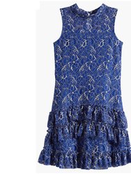 Lace Ruffle Dress - Blue