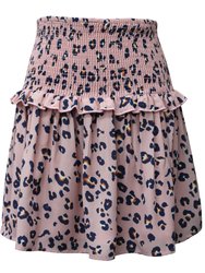 Leopard Smocked Waist Printed Skirt - Pink