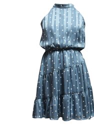 Polka Dot & Stripe Dress - Blue