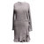 Ribbed Mock Neck Wrap Dress - Grey