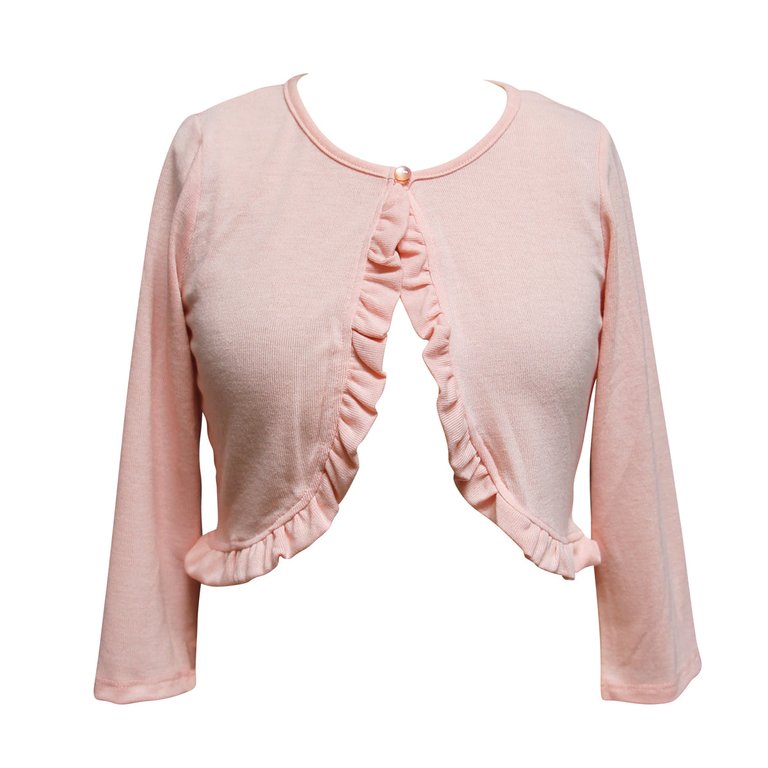 Ruffle Front Cardigan - Blush